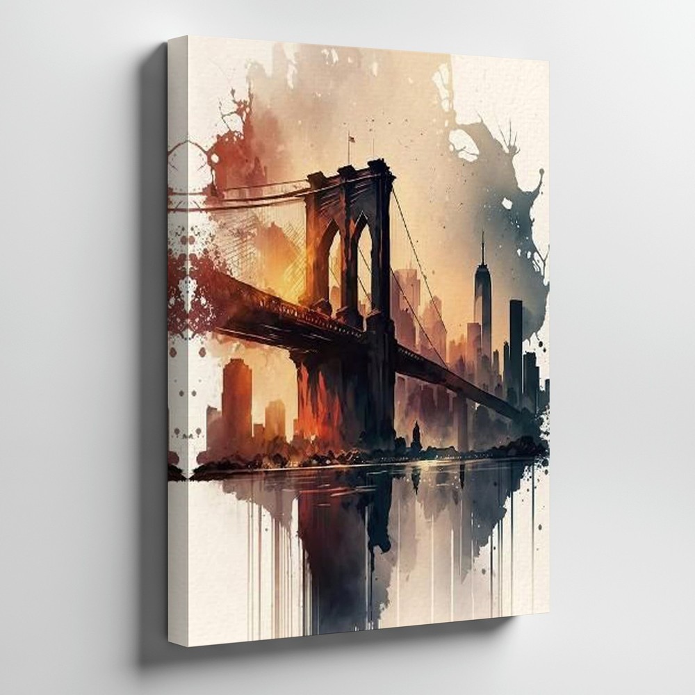Brooklyn Bridge Canvas Wall Art Urban Skyline Cityscape Landscape Print Home