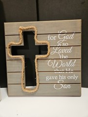 Pair Of Wooden Pictures Faith Wall Art 11″×14″ & 11″×11″ W/ Cutout Crosses EUC