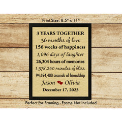 3 Year Anniversary Gift For Wife 3rd Anniversary Gift Wedding Anniversary Gift