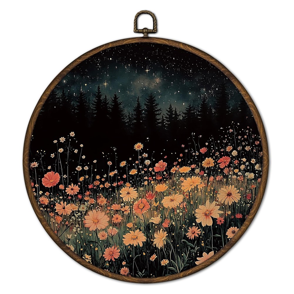 Moody Vintage Wildflower Wall Art Decor Framed, Dark Academia Black Forest Fl…