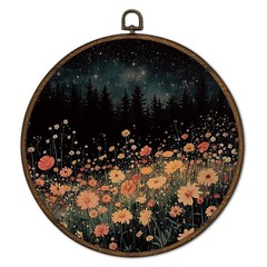 Moody Vintage Wildflower Wall Art Decor Framed, Dark Academia Black Forest Fl…