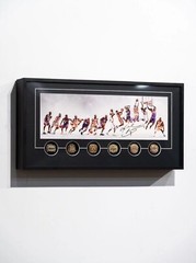 Kobe Bryant Framed Poster Wall Art Décor with 6 Replica Rings Display Set