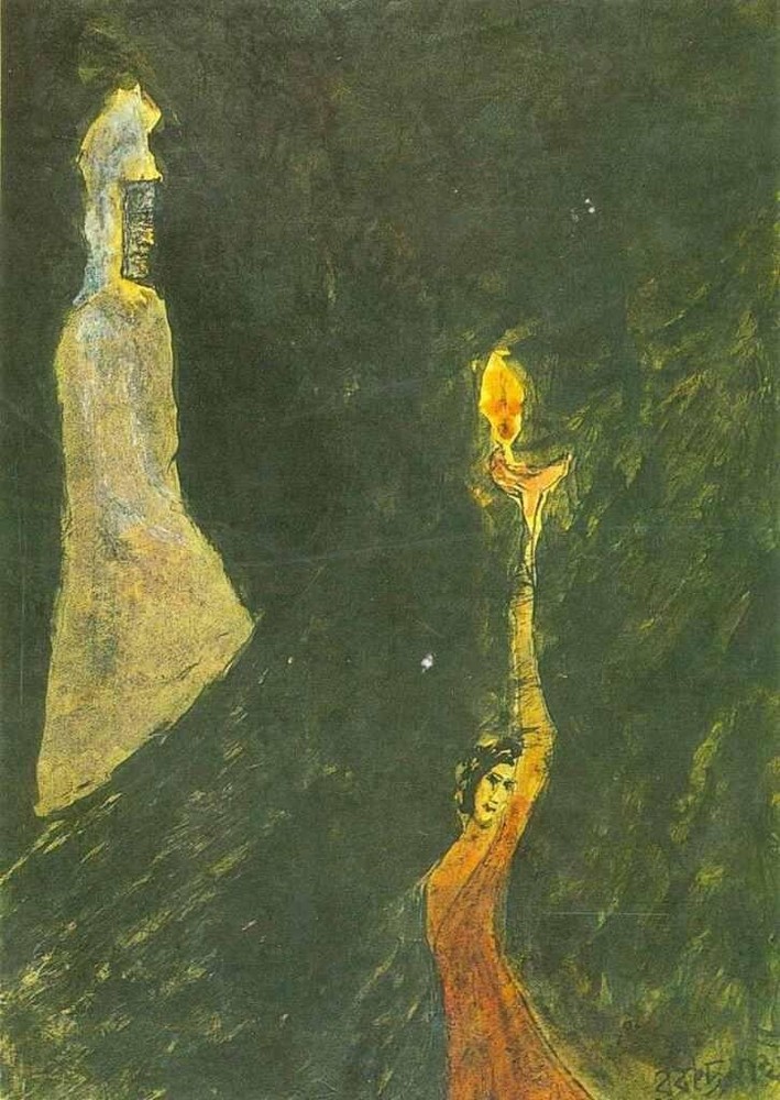 Two Figures : Rabindranath Tagore : 1930 : Archival Quality Art Print