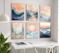 6Pcs Mental Health Wall Art Watercolor Abstract Psychology Therapy Motivational