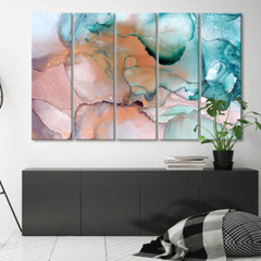 Abstract Watercolor Canvas, Teal Blush Wall Art, Modern Art Print, Ready to Hang
