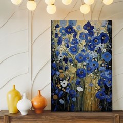 Blue And White Floral Canvas Wall Art Modern Abstract Flower Garden Decor Print