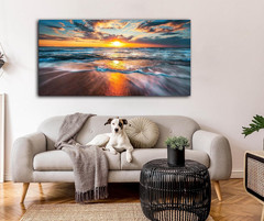 GUGIKA Ocean Wall Art for Living Room, Large Coastal Beach Canvas Wall Decor for