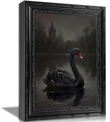 Gothic Dark Academy Wall Art Black Swan Painting Picture Country style animal…