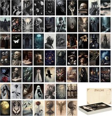 64 Pcs Moody Dark Academia Decor Postcards, 4x6In Grunge Room Decor Gothic Wall