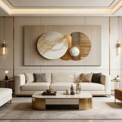 Large 3D Texture Gold Geometry Canvas Wall Art for Living Room Modern Luxury …