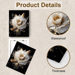 Modern Floral Wall Art- White and Gold Rose Flower Bathroom Wall Decor- Black…