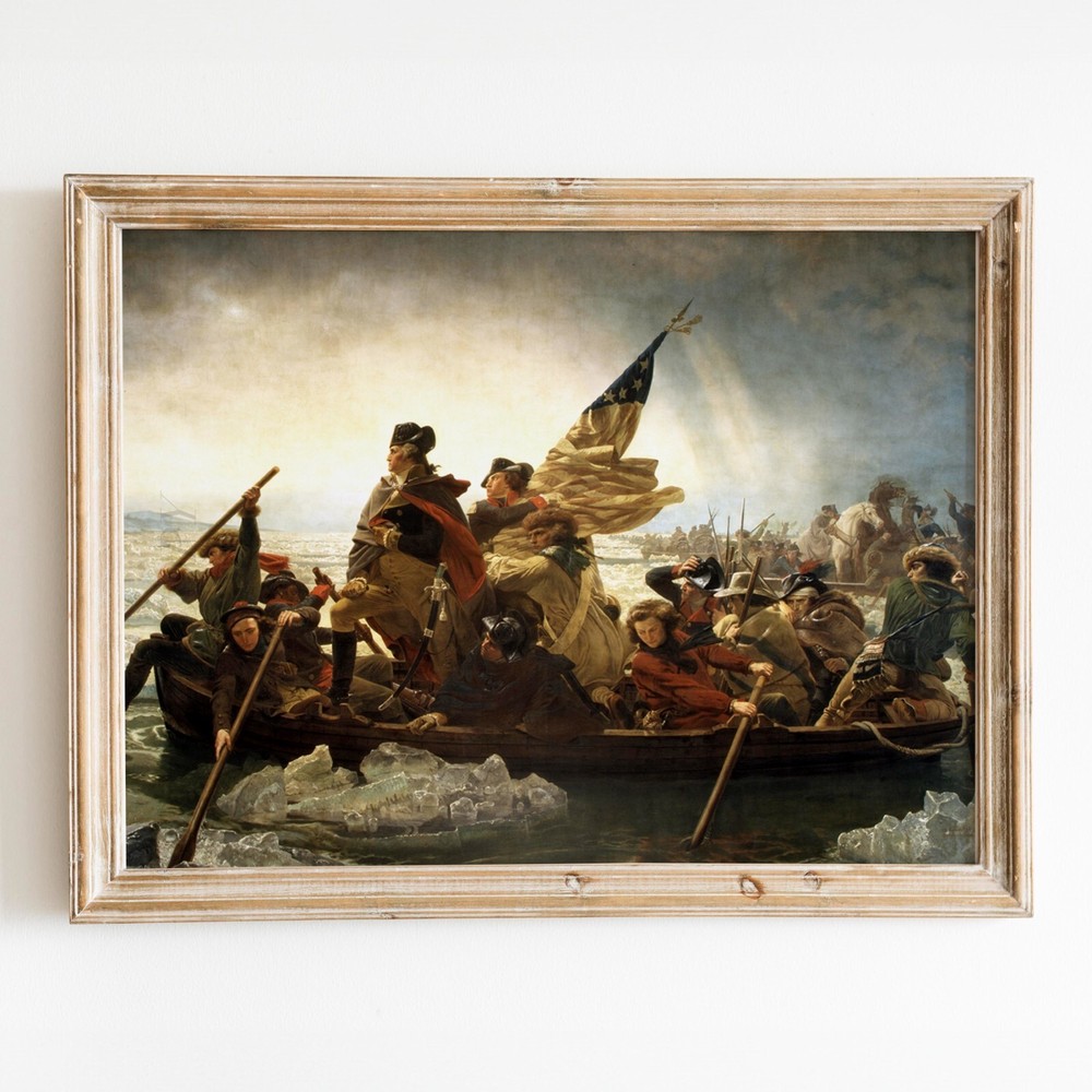 Washington Crossing the Delaware Painting America History Wall Art Poster Print