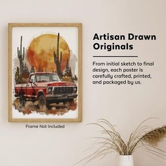 Vintage Truck Wall Decor Country Art Prints 1950s Pickup 11×14 Inches Unframed