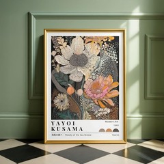 Kusama Inspired Floral Poster, Japanese Dot Botanical Wall Art Print