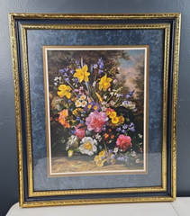 Home Interiors And Gifts Flower Framed Picture Rare Painting 23.5″ X 27.5″