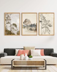UPWOIGH Large Framed Wall Art, Set of 3 Vintage Muted Landscape Prints, 16×24…