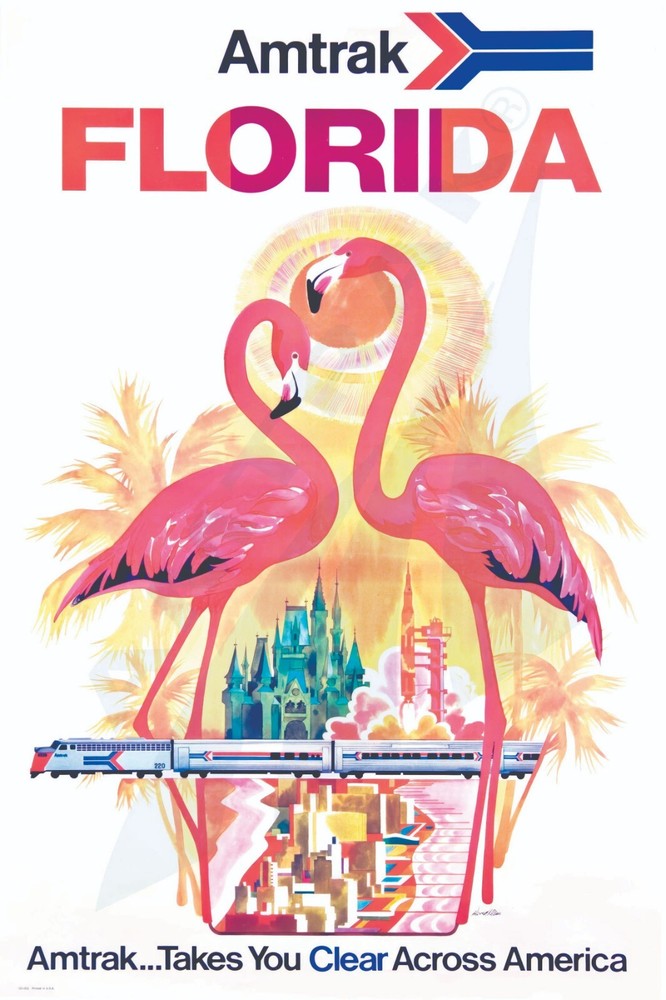 FLORIDA AMTRAK VINTAGE STYLE PRINT/POSTER QUALITY PHOTO PAPER/CANVAS T117