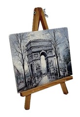 Mini Paris Arc De Triomphe Art Print On Easel Tabletop Decor Display
