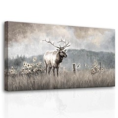 Large Bull Elk Wall Art, Deer Wildlife Canvas Print, Rustic Modern Farmhouse …