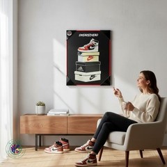 Sneakerhead Canvas Wall Art – Red Floater Frame – 16×20 – Air Jordan Shoe Boxes