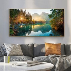 Nature Landscape Canvas Painting Sunshine Forest Lake Wall Art Poster Wall Mural