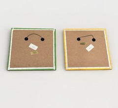“Dancers” Green & Yellow 12×12 Gallery Wrapped Frameless Wooden Wall Art Set(2)
