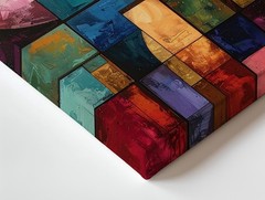 Vibrant Geometric Canvasjewel Toned Abstract Art With Curves And Rectangles Wall