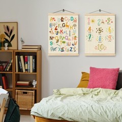 Animal Wooden Alphabet Poster, Cute Sign Number Poster Hanger Frame 12.5×17 I…