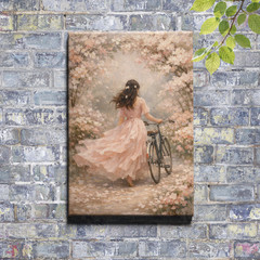 Pink dress girl illustration Wall Art fashion figure print