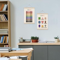 Colors Shapes Posters Hanger Frame, Educational Posters for , Set of 2 Montes…