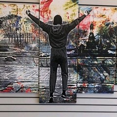 Rocky Balboa Multicolor Victory Pose Canvas Wall Art Print Set, Modern Abstract