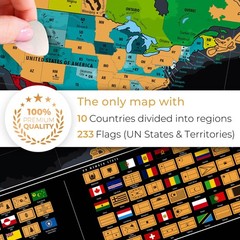 XL Scratch Off World Map with 233 Flags – 36 x 24 Scratch Off Map of The Worl…