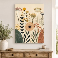 Boho Wildflower Canvas Art Modern Floral Print Custom Picture Wall Decor Gift
