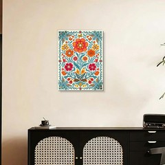AKTESRACH Mexican Floral Wall Art 12×16 Inch Framed Canvas, Boho Folk Art Dec…