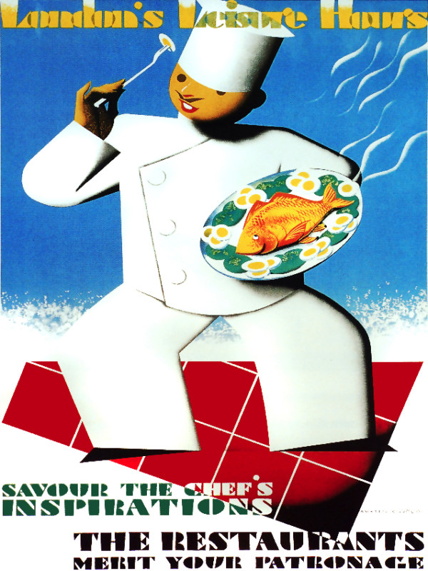 Vintage POSTER.CHEF.Art Deco.Restaurant Seafood Decor Interior design.26