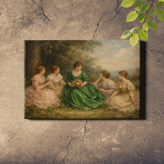 Classical Women Group Victorian Gowns Framed Wall Art 18x12inch