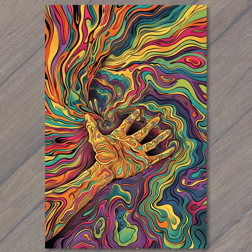 Art Print Hand Void Psychedelic Into The Light Forever Colorful Weird Spiraling