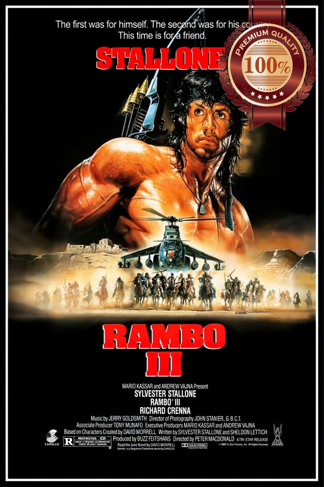 RAMBO III 3 V2 1988 80s ORIGINAL OFFICIAL CINEMA MOVIE FILM PRINT PREMIUM POSTER