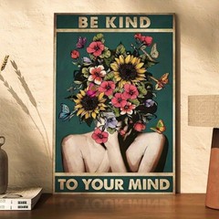 1pc Wood Frame Wall Canvas Painting Wall Plant Flower Girl Canvas Creative