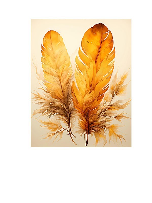 11×14 Mustard Feathers Canvas Print Wall Art