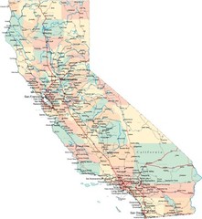 CALIFORNIA STATE ROAD CITY MAP GLOSSY POSTER PICTURE PHOTO los angeles la 2293