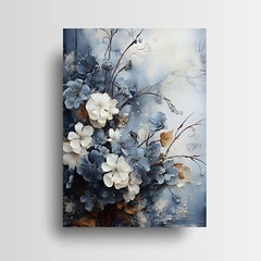 16×20 Blue and White Flowers Canvas Print Wall Art