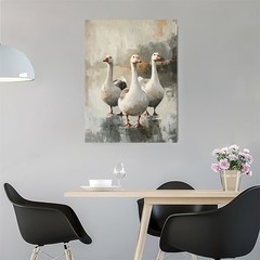 Vintage Geese Painting Canvas Wall Art, Farmhouse Animal Home Decor