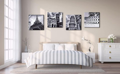 Stunning 4 Panel Canvas Art – European Architecture for Modern Home Decor
