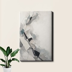 Neutral abstract collage dusty teal Art Print minimalist modern shapes