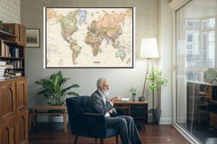 32×50 Inch World Map Print Poster Wall Chart Mural For Home Office Classroom