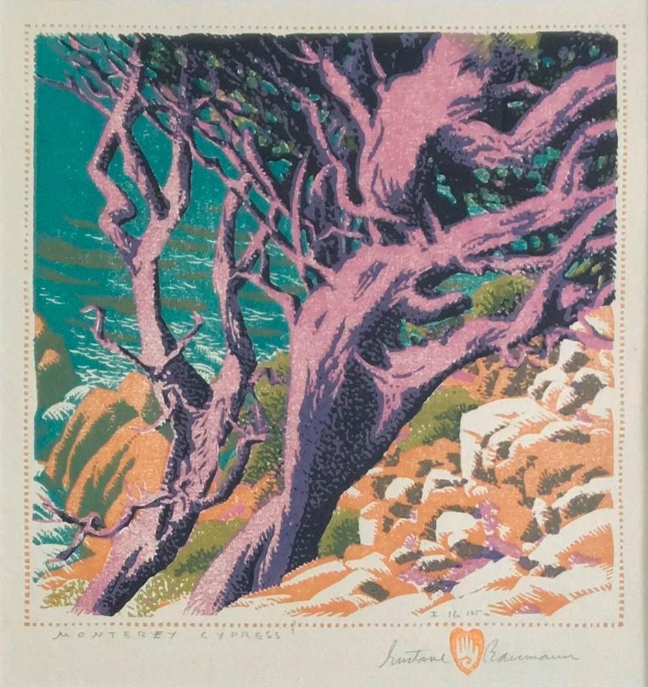 Gustave Baumann monterey cypres : Archival Quality Giclée Art Print 13×19 arches