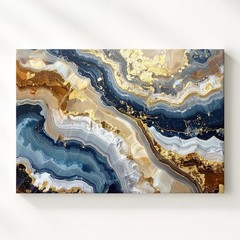Golden Strata Canvasabstract Stone-Inspired Wall Art In Earth & Slate Tones