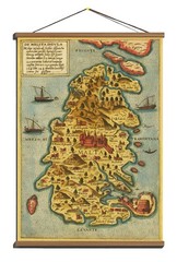 Ancient 1565 Old Antique Map Of Malta; 100% Cotton Canvas Magnetic Wooden Hanger