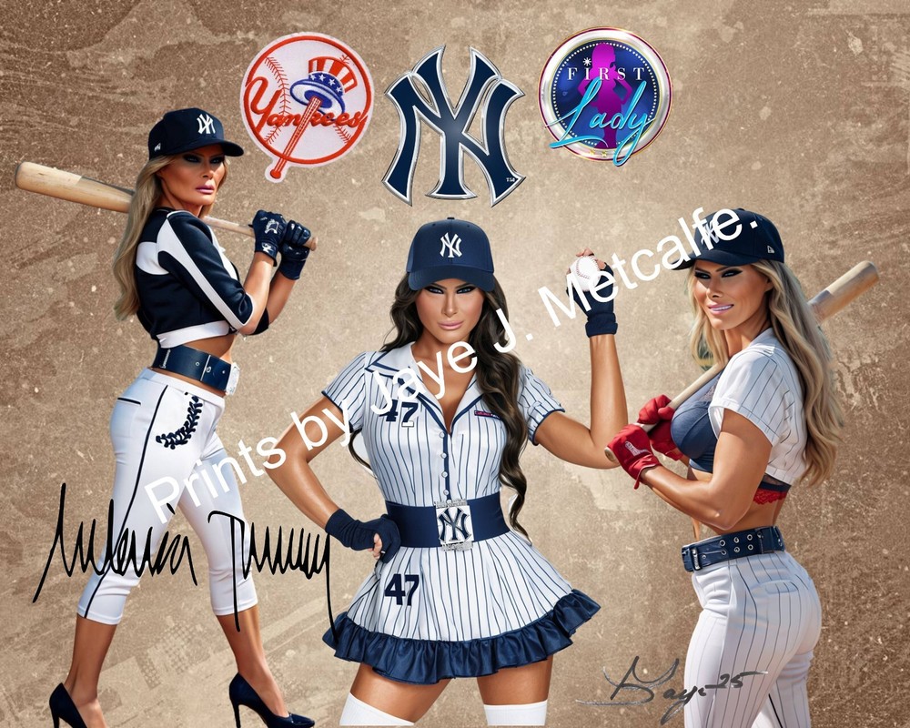 Melania Trumpe as a NY Yankees. Baseball 8×10 Print.